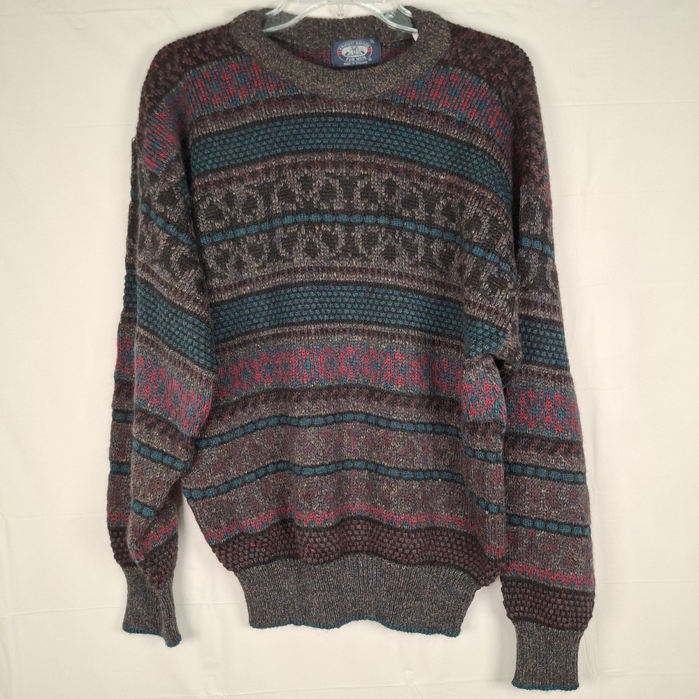 Vintage Knights Bridge Men's XL Wool Blend Knit Sweater Made‎ In England Preppy